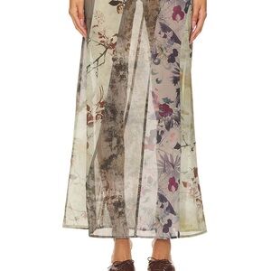 Jaded London Sheer Maxi Skirt in Multi Floral Print